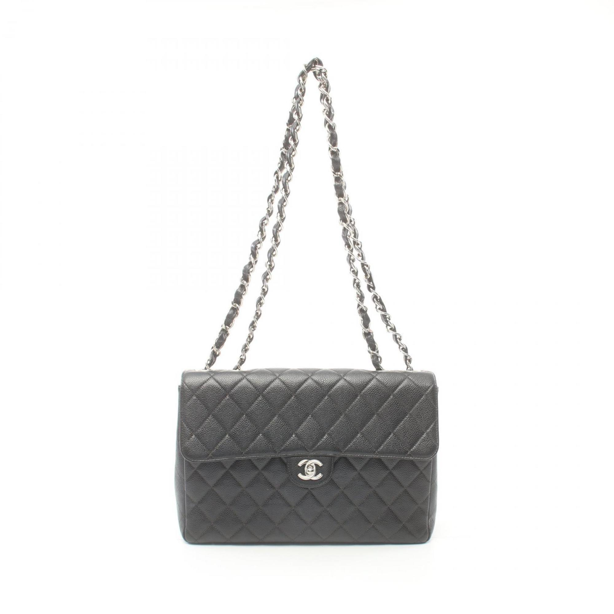 CHANEL Deca Matelasse 30 Shoulder Bag, Caviar Skin, Women's, Black