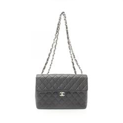 CHANEL Deca Matelasse 30 Shoulder Bag, Caviar Skin, Women's, Black