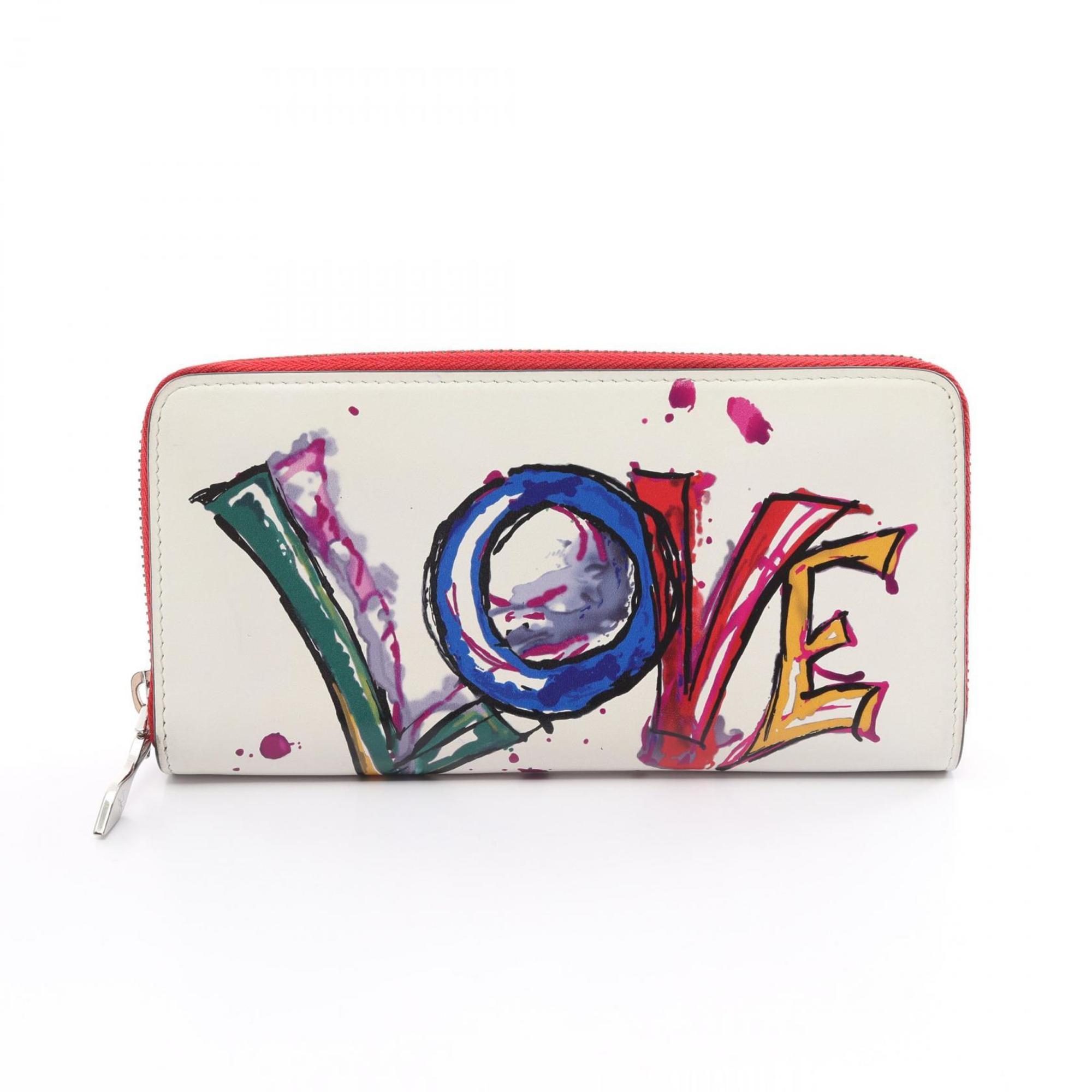 Christian Louboutin PANETTONE PARIS LOVE Panettone Round Long Wallet Leather Women's White Multicolor 3185255