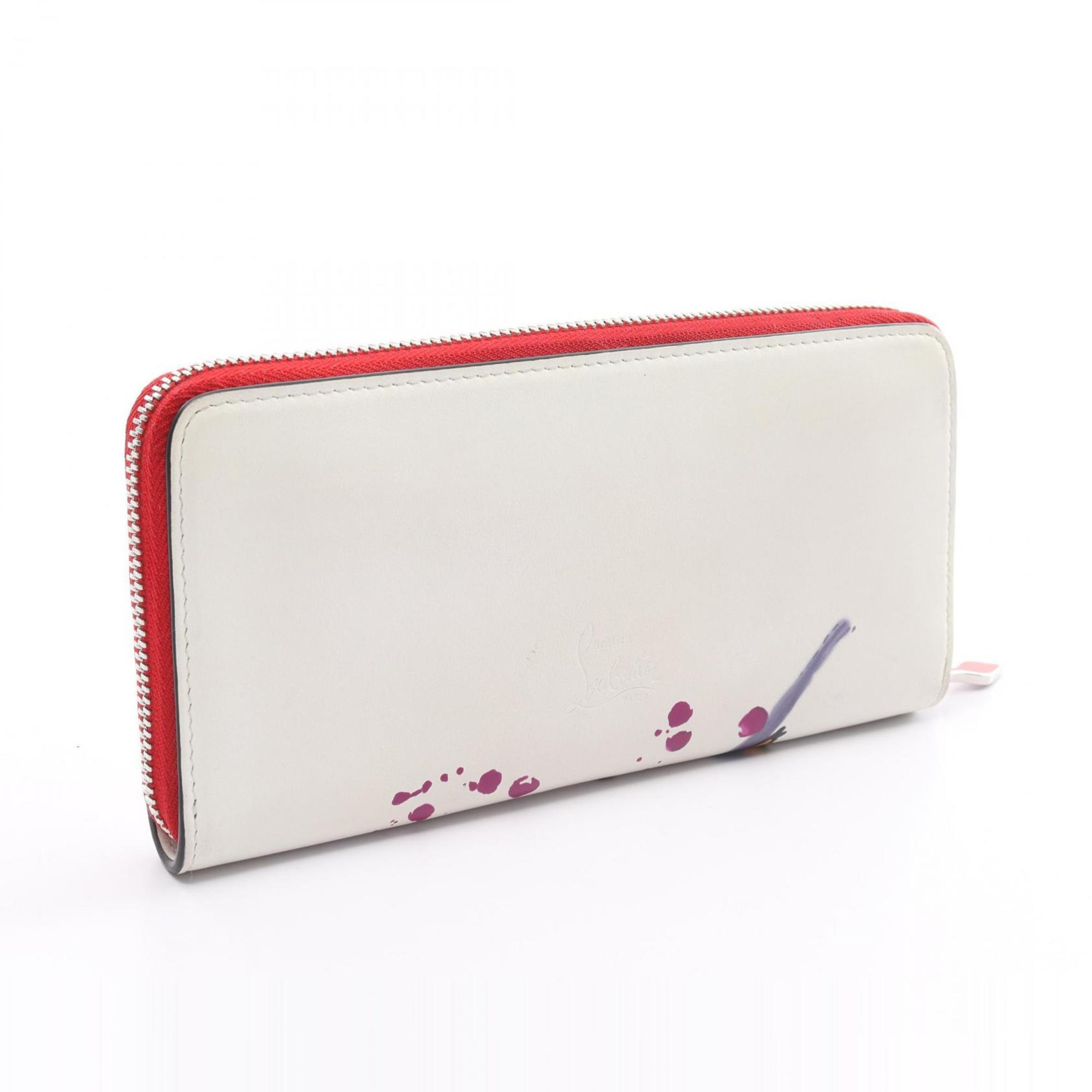 Christian Louboutin PANETTONE PARIS LOVE Panettone Round Long Wallet Leather Women's White Multicolor 3185255