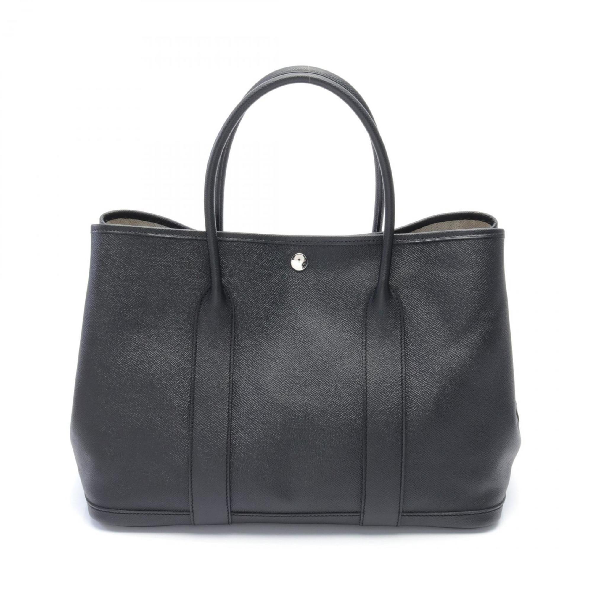 Hermes HERMES Garden PM Tote Bag Epsom Leather Women's Black