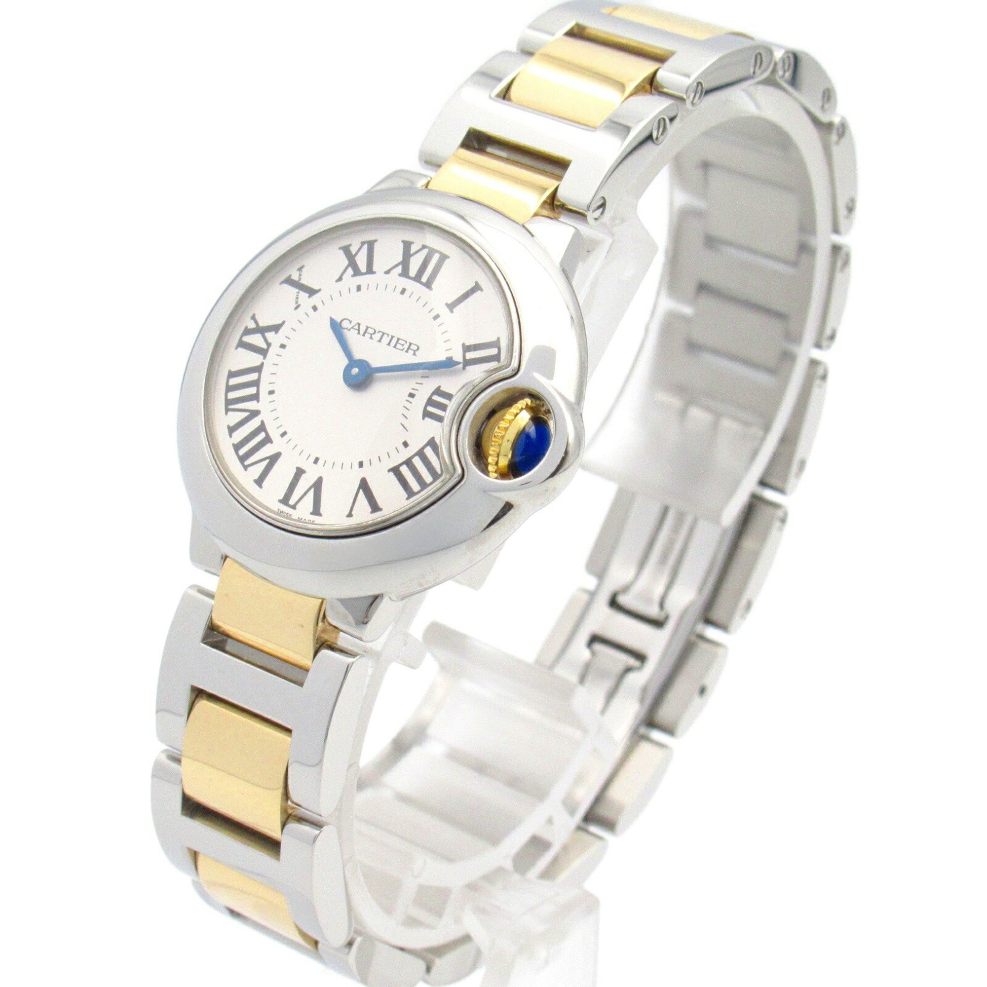 Cartier Ballon Bleu SM Watch, K18 (yellow gold), stainless steel, ladies, silver, W69007Z3