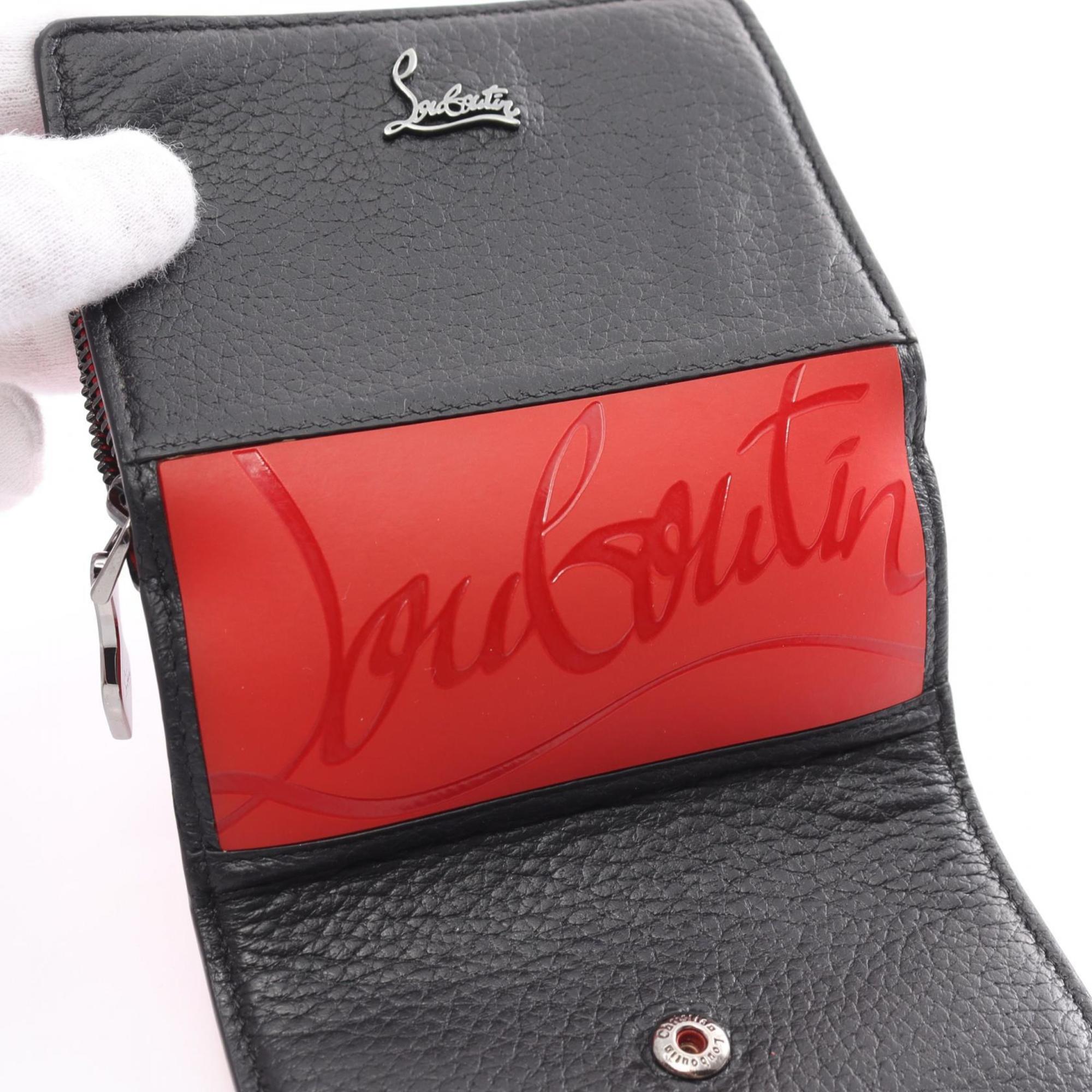 Christian Louboutin Paloma Mini Wallet, bi-fold wallet, leather, women's, black, red, 3195015