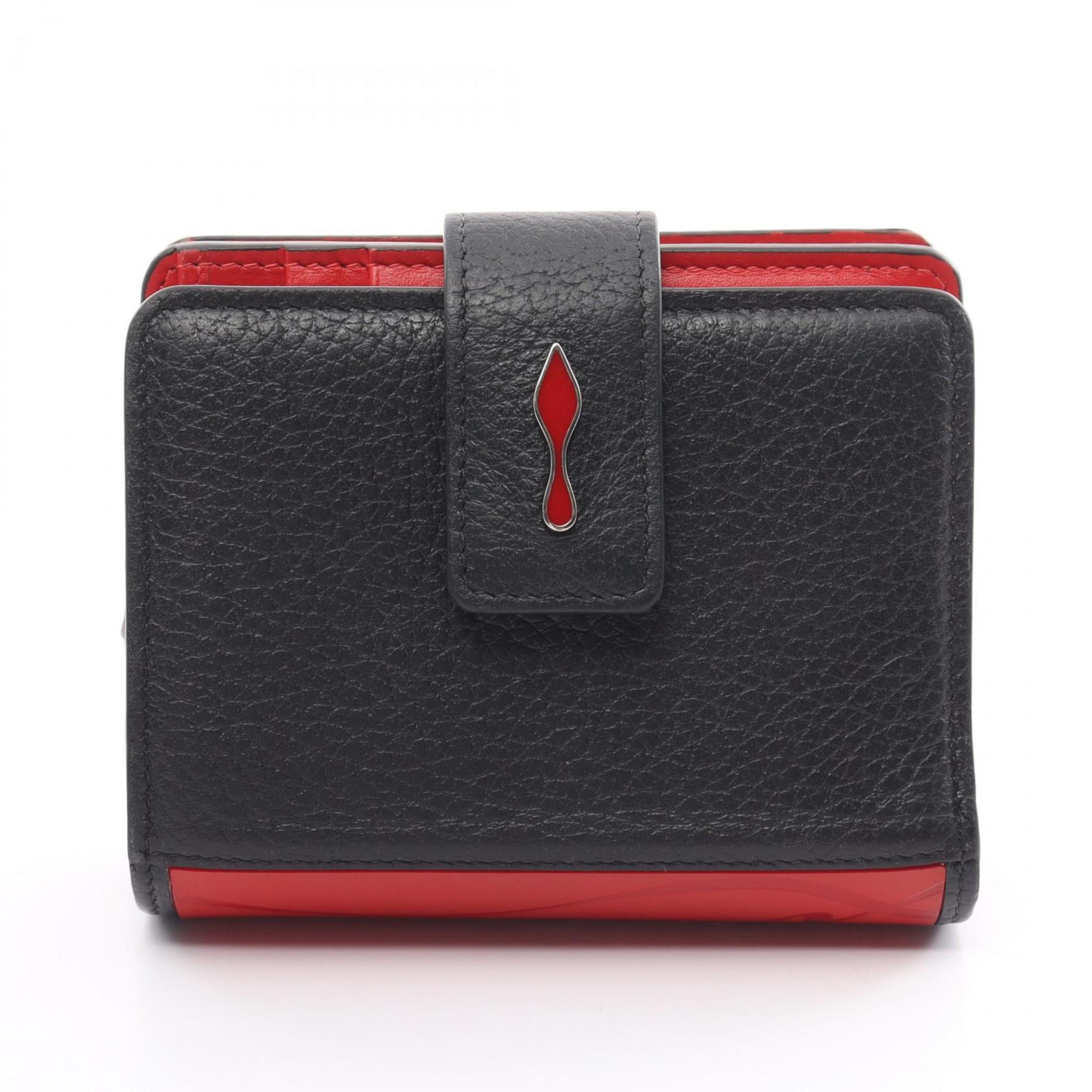 Christian Louboutin Paloma Mini Wallet, bi-fold wallet, leather, women's, black, red, 3195015