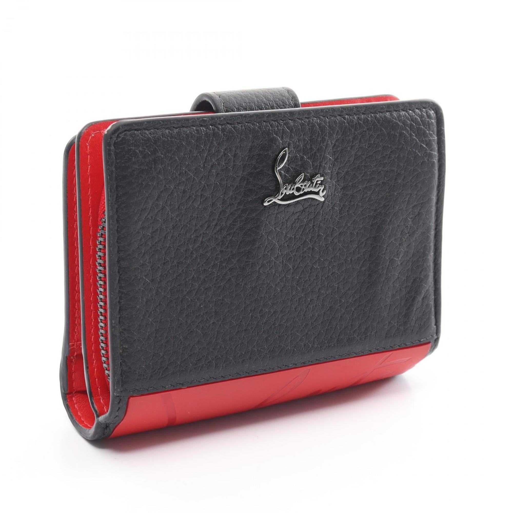 Christian Louboutin Paloma Mini Wallet, bi-fold wallet, leather, women's, black, red, 3195015