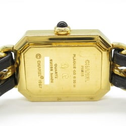 CHANEL Premiere M Watch GP (Gold Plated) Leather Strap Women's Black H0001