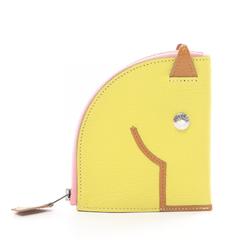 Hermes HERMES Paddock Wallet/Coin Case Wallet Chevre Mysore Women's Yellow Brown Pink