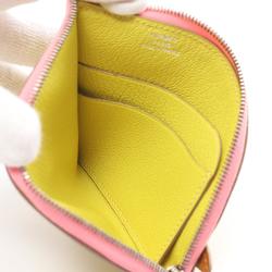 Hermes HERMES Paddock Wallet/Coin Case Wallet Chevre Mysore Women's Yellow Brown Pink