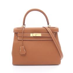 Hermes Kelly 28 Gold Handbag Togo Women's Brown