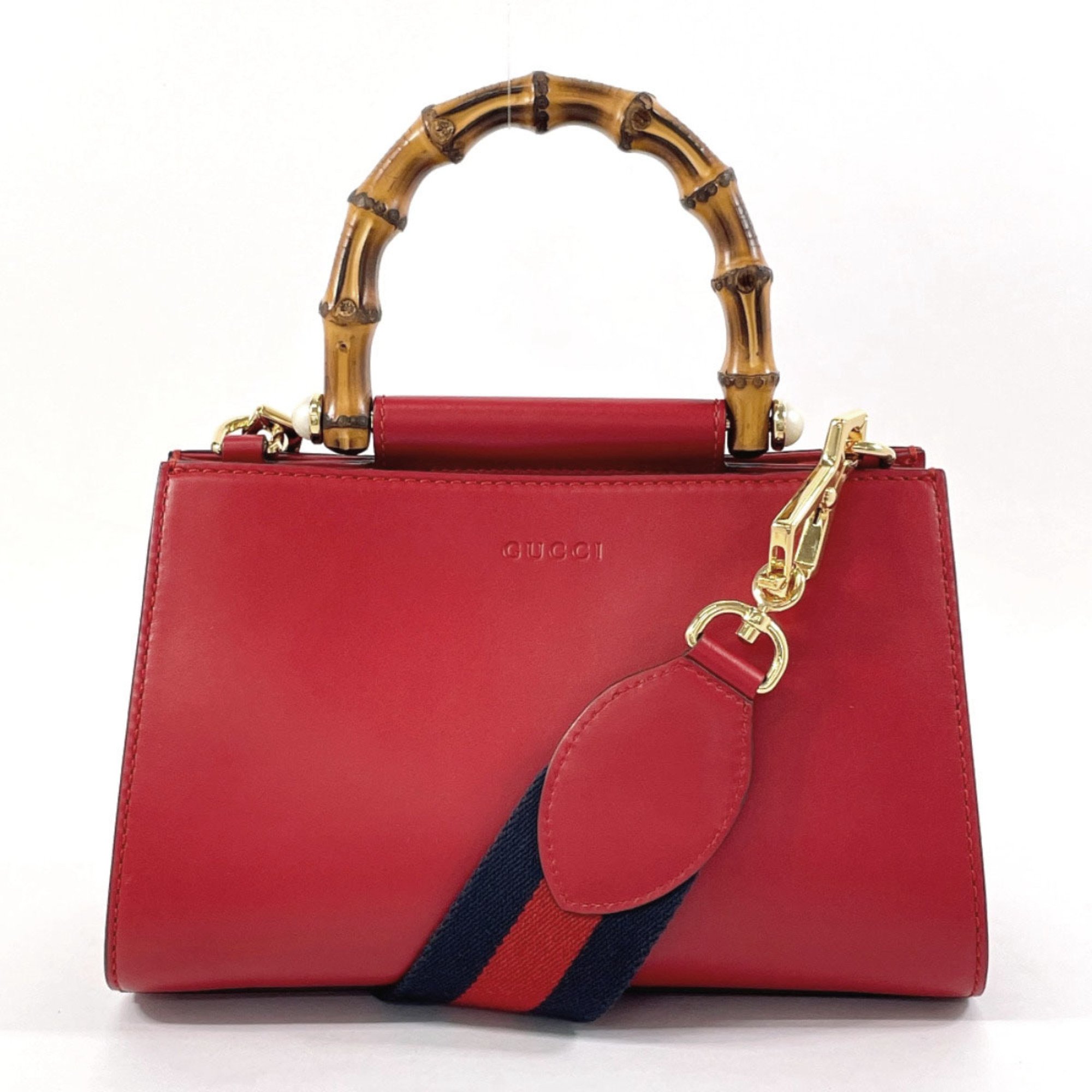 GUCCI Gucci Nimfair Bamboo 470271 Handbag Leather Red Women's N4085743