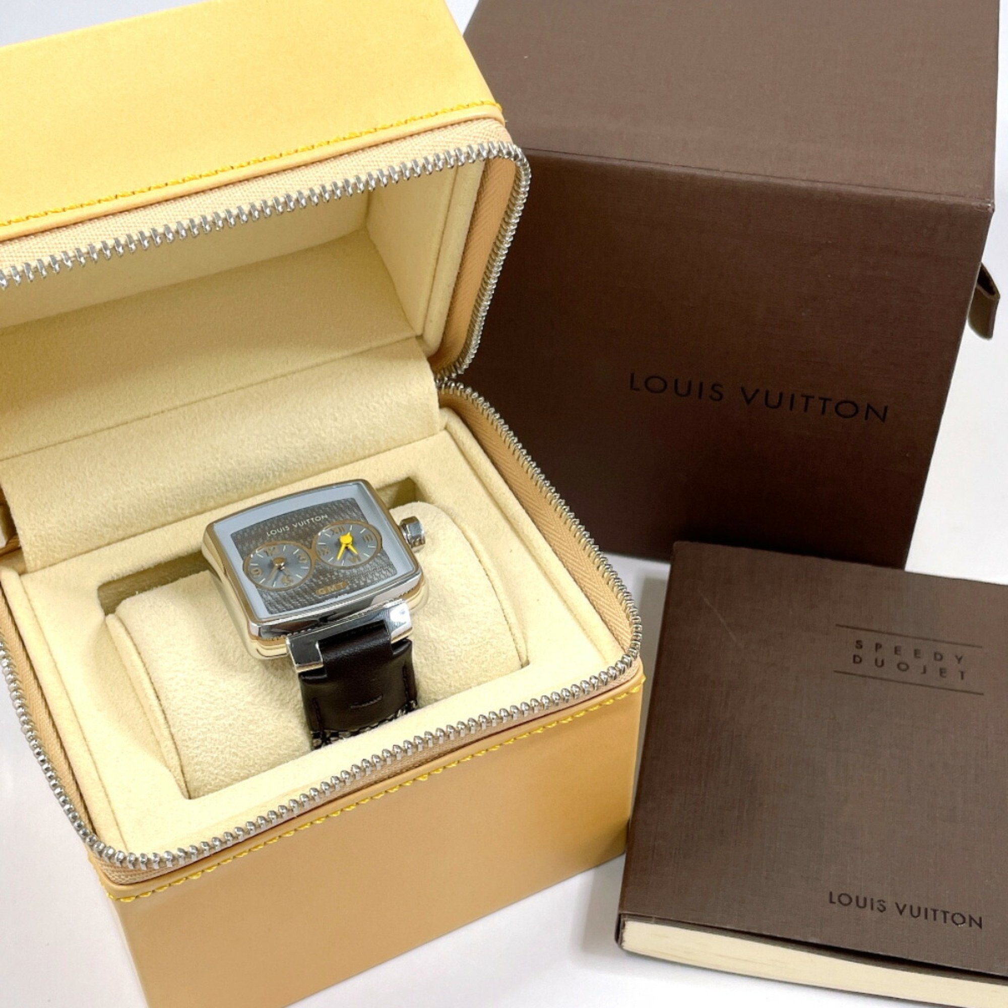 LOUIS VUITTON Speedy Duojet Q2371 Watch Stainless Steel/Leather Silver Quartz Dial Women's F4075085