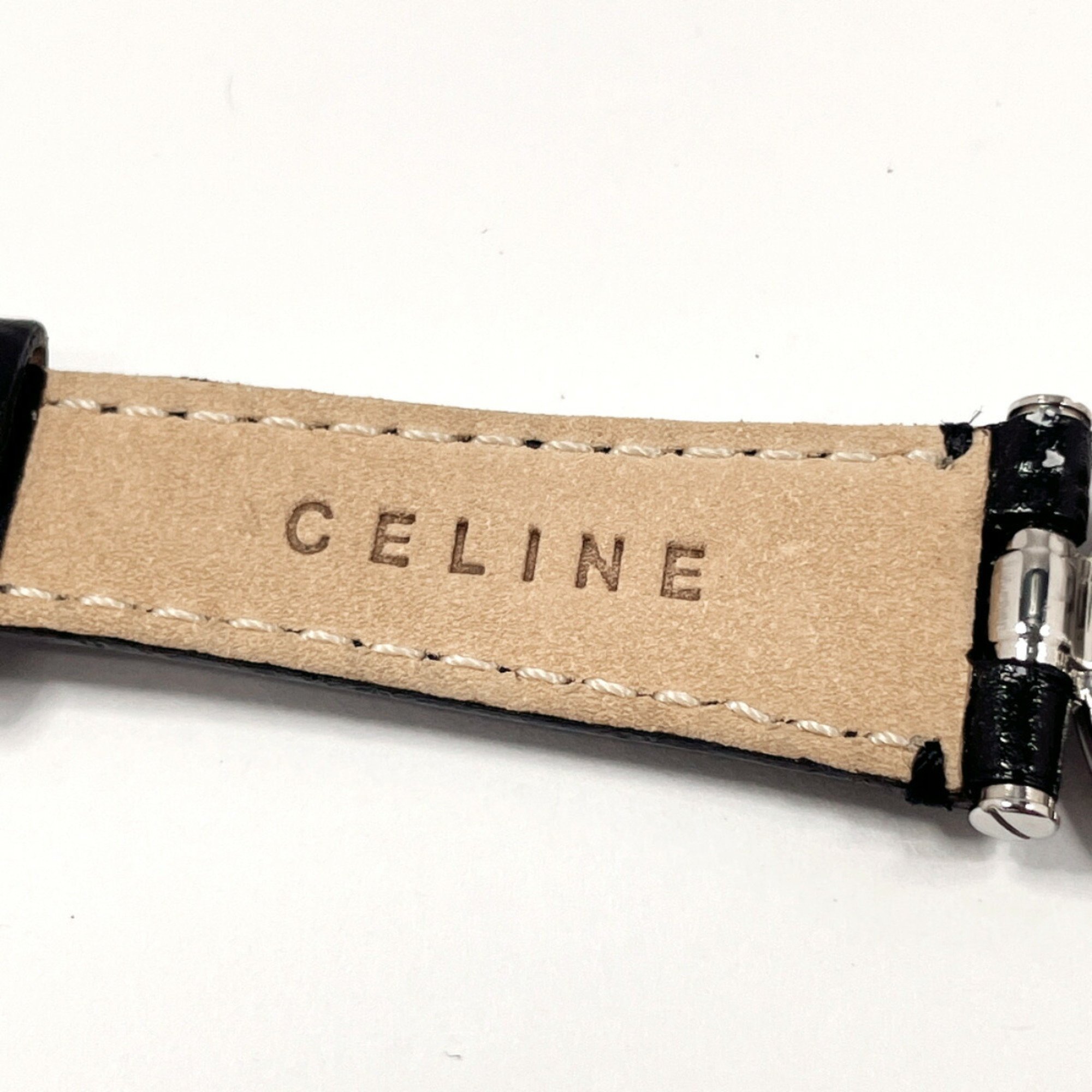 CELINE Marple C73121011 Watch Stainless Steel/Leather Silver Quartz Black Dial Women's F4085260