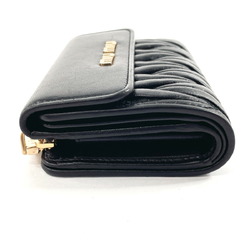 Miu Miu MIU Matelasse 5ML002 Bi-fold Wallet Leather Black Women's F4095779