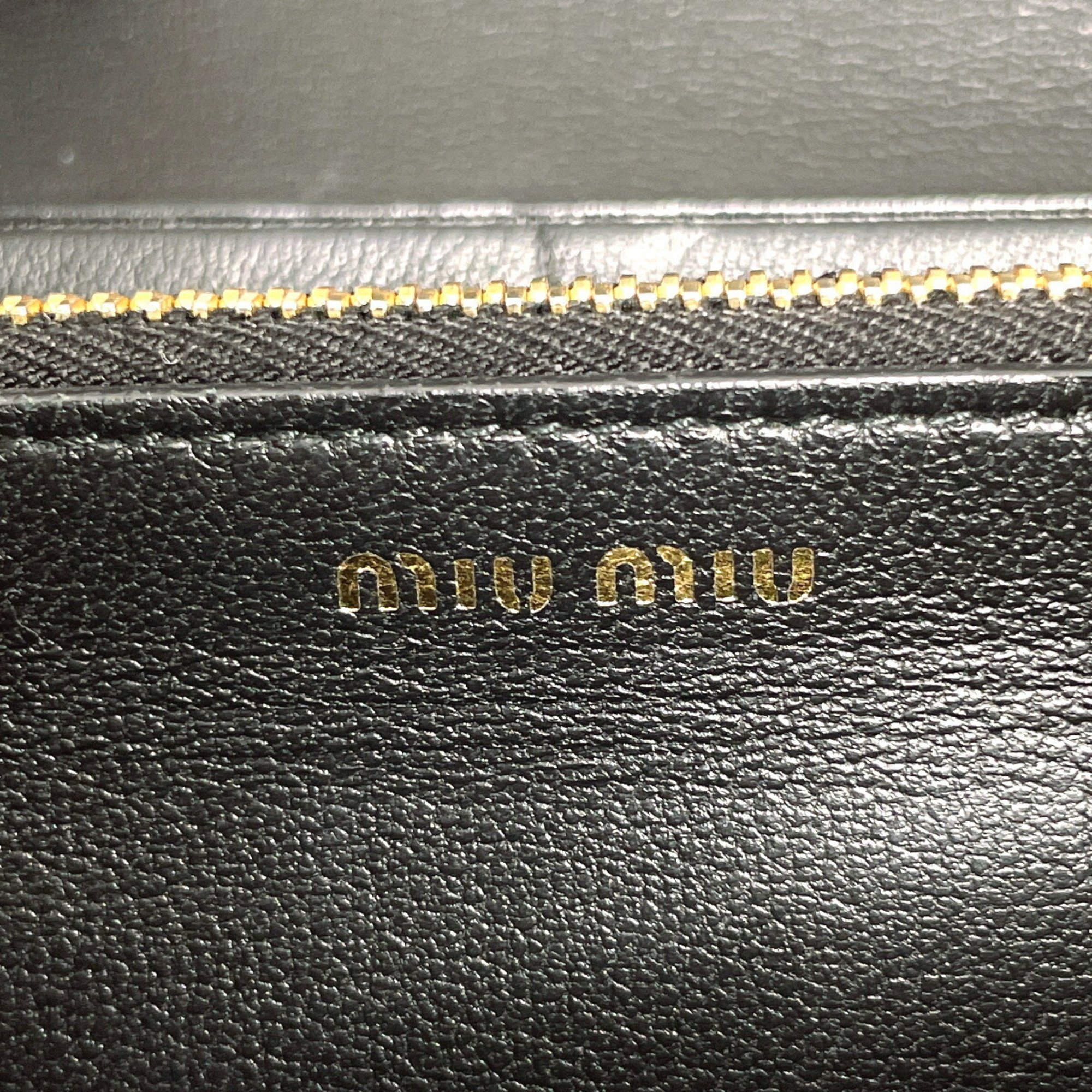 Miu Miu MIU Matelasse 5MH109 Long Wallet Leather Black Women's O4095723