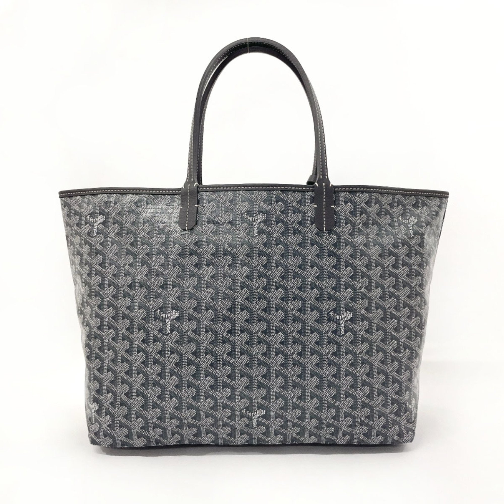 GOYARD Saint Louis PM Herringbone STLOUIPMLTY51CL51P Tote Bag PVC/Leather Grey Unisex S4096015