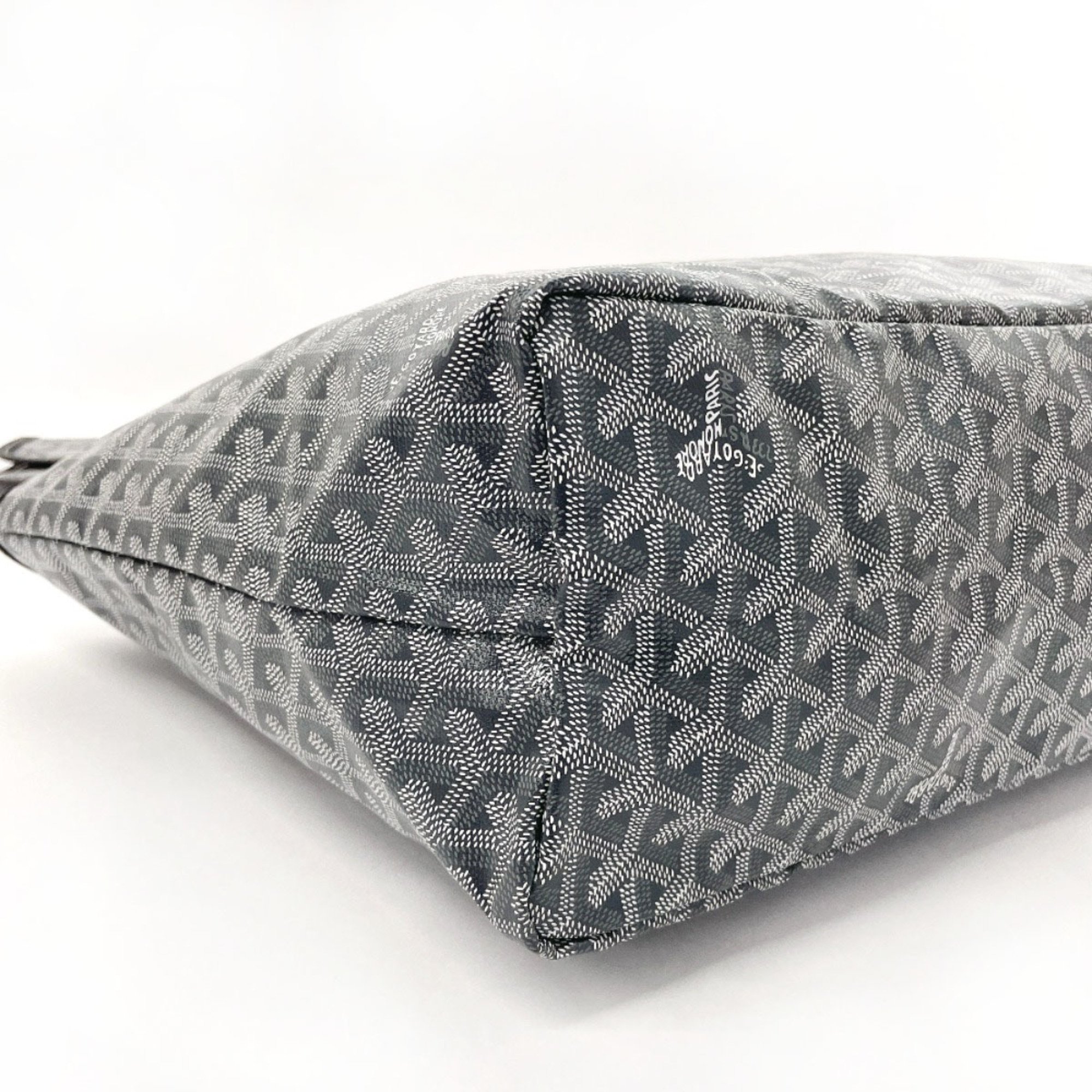 GOYARD Saint Louis PM Herringbone STLOUIPMLTY51CL51P Tote Bag PVC/Leather Grey Unisex S4096015