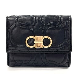 Salvatore Ferragamo Gancini Bi-fold Wallet Leather Black Women's F4095774