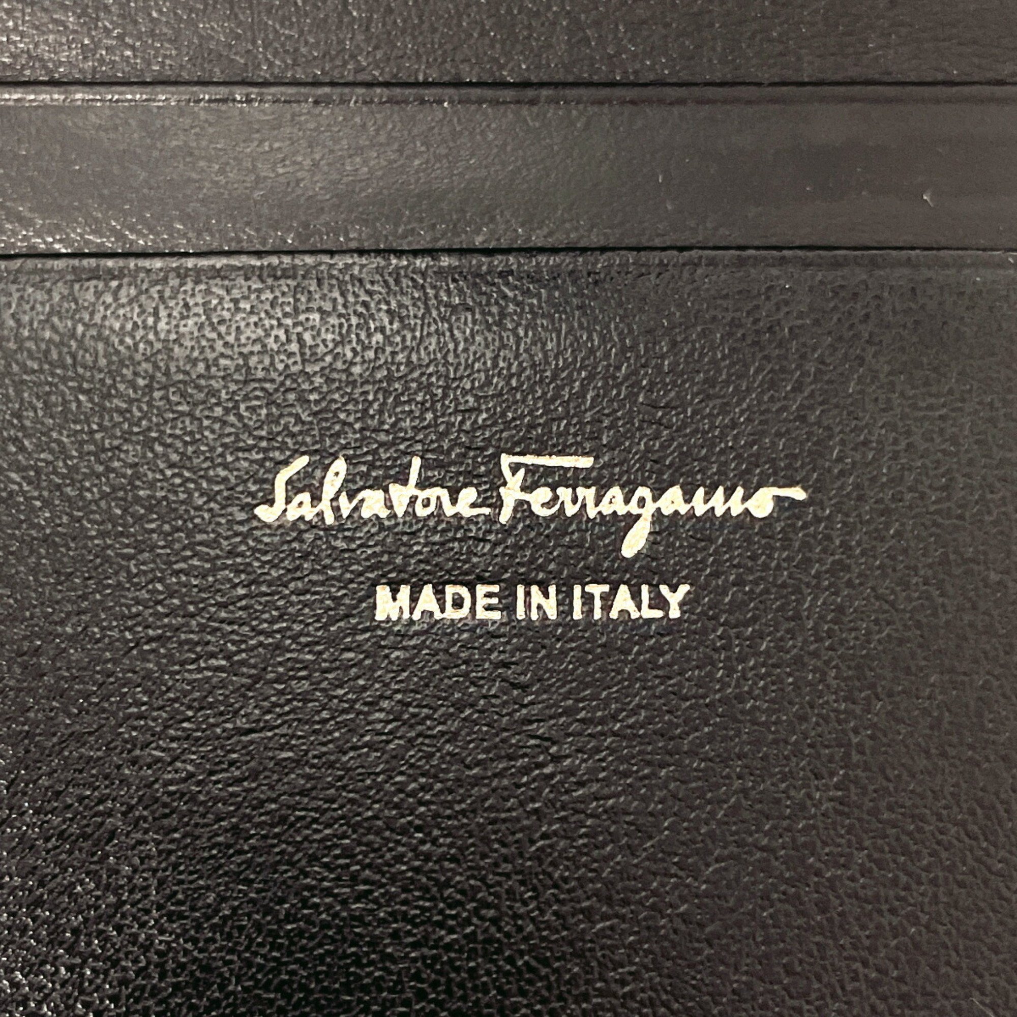 Salvatore Ferragamo Gancini Bi-fold Wallet Leather Black Women's F4095774