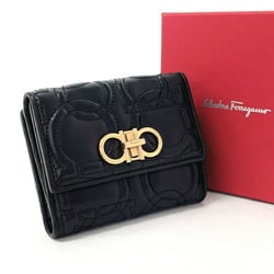 Salvatore Ferragamo Gancini Bi-fold Wallet Leather Black Women's F4095774