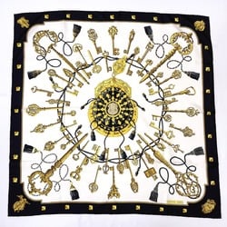 HERMES Hermes Carre 90 LES CLES Key Pattern Scarf Silk Black Muffler Women's N4085444