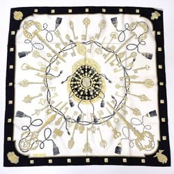 HERMES Hermes Carre 90 LES CLES Key Pattern Scarf Silk Black Muffler Women's N4085444