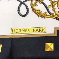 HERMES Hermes Carre 90 LES CLES Key Pattern Scarf Silk Black Muffler Women's N4085444