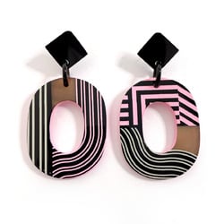 HERMES Hermes Ism Pop Line Earrings Buffalo Horn/Lacquer Pink Women's N4085762