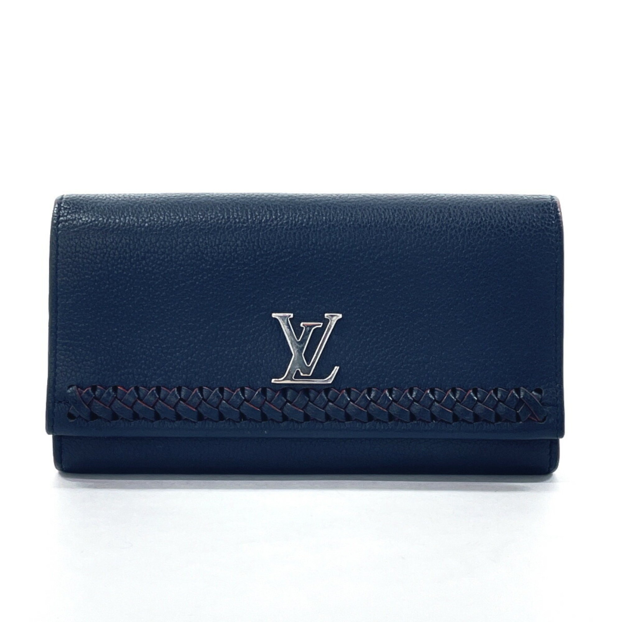 LOUIS VUITTON Louis Vuitton Portefeuille Lockme II M64335 Long Wallet Leather Navy Women's N4085771