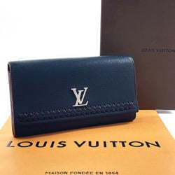 LOUIS VUITTON Louis Vuitton Portefeuille Lockme II M64335 Long Wallet Leather Navy Women's N4085771