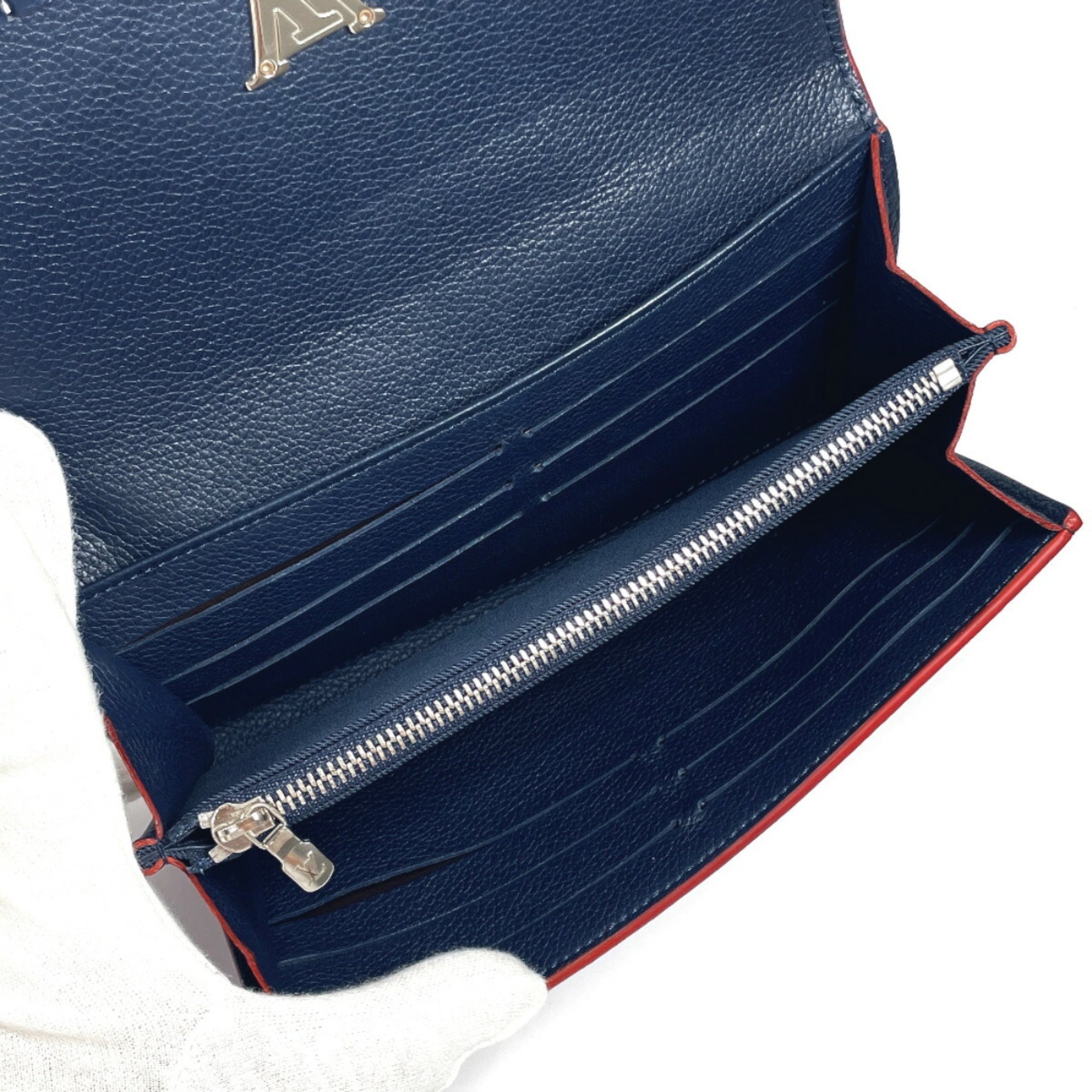 LOUIS VUITTON Louis Vuitton Portefeuille Lockme II M64335 Long Wallet Leather Navy Women's N4085771