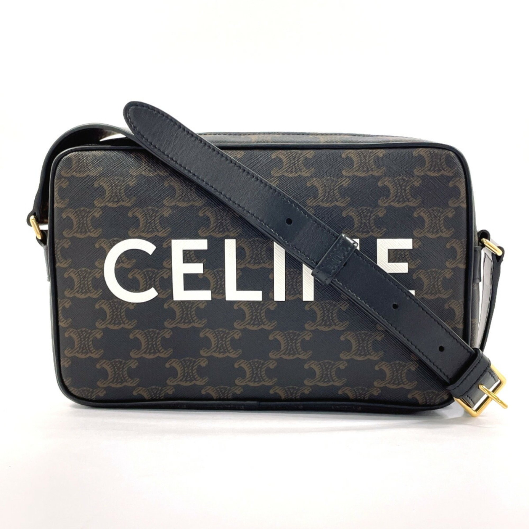 CELINE Medium Bag Triomphe 194502CIM.38NO Shoulder PVC Black Women's N4085745