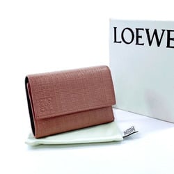 LOEWE Compact Wallet Linen Tri-fold Leather Pink Women's F4095791