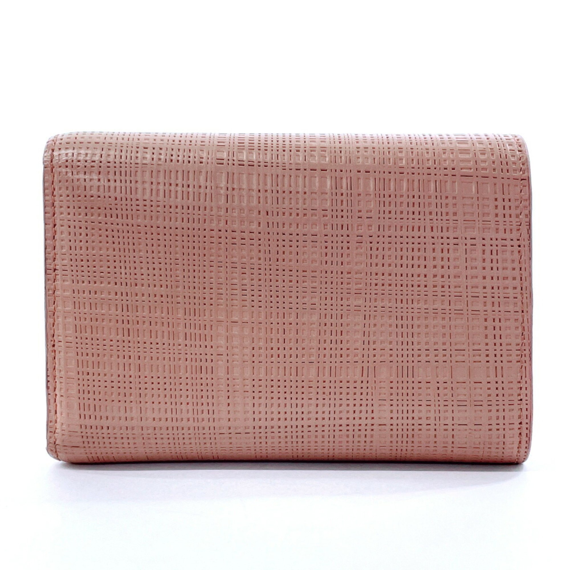 LOEWE Compact Wallet Linen Tri-fold Leather Pink Women's F4095791