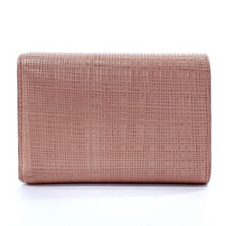 LOEWE Compact Wallet Linen Tri-fold Leather Pink Women's F4095791