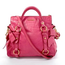 MIU Miu handbag leather pink ladies F4075227