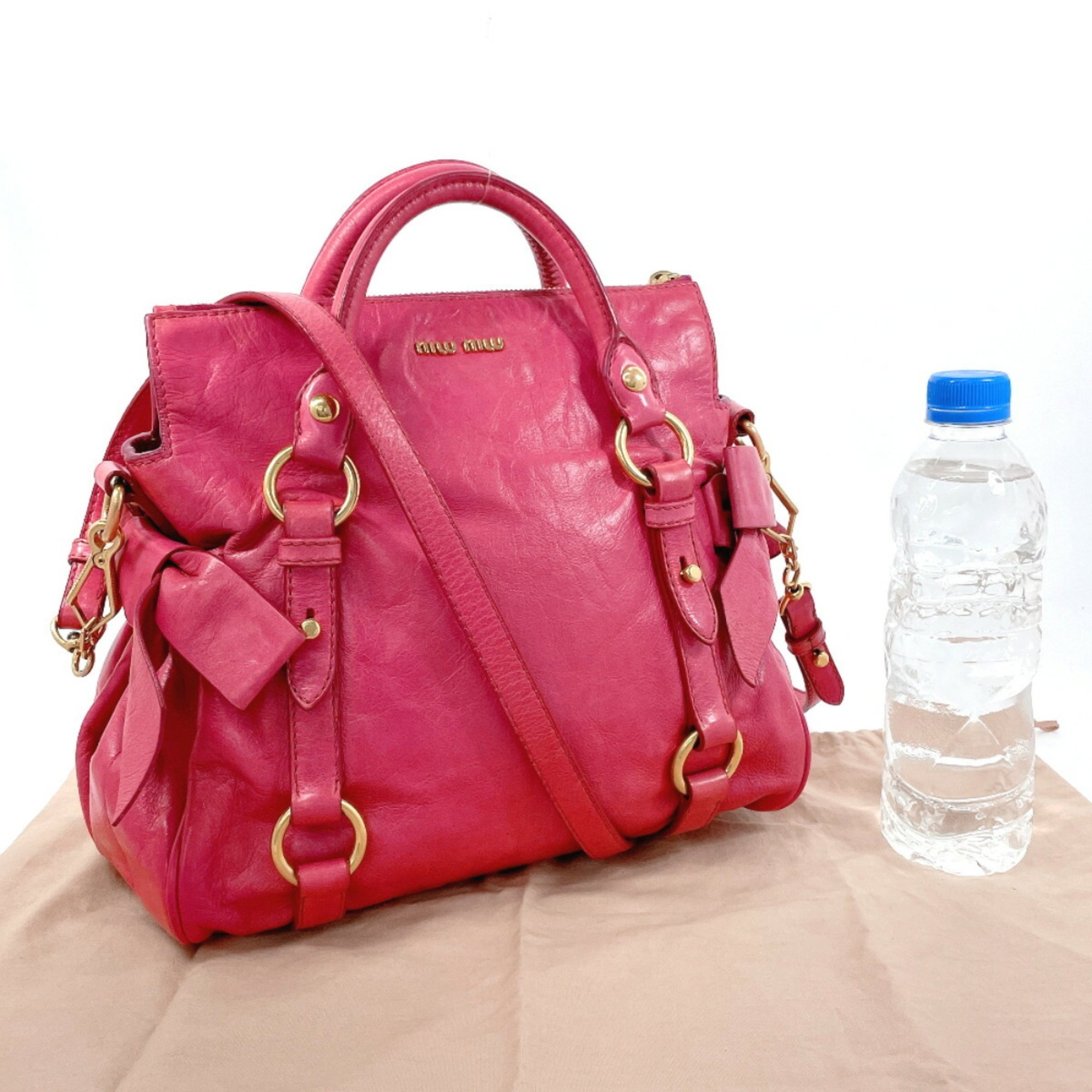 MIU Miu handbag leather pink ladies F4075227