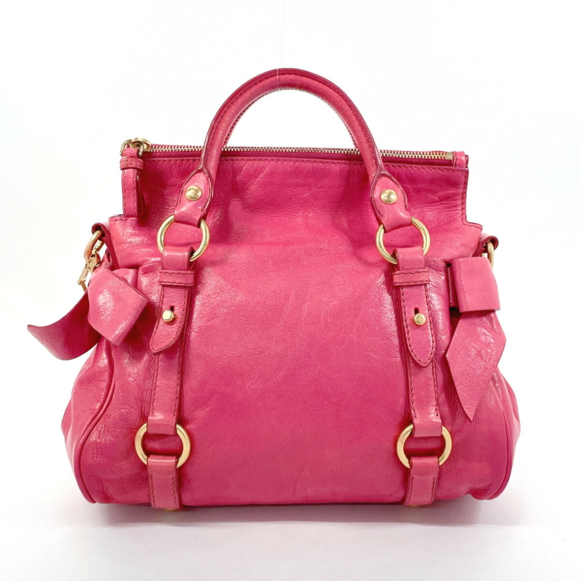 MIU Miu handbag leather pink ladies F4075227