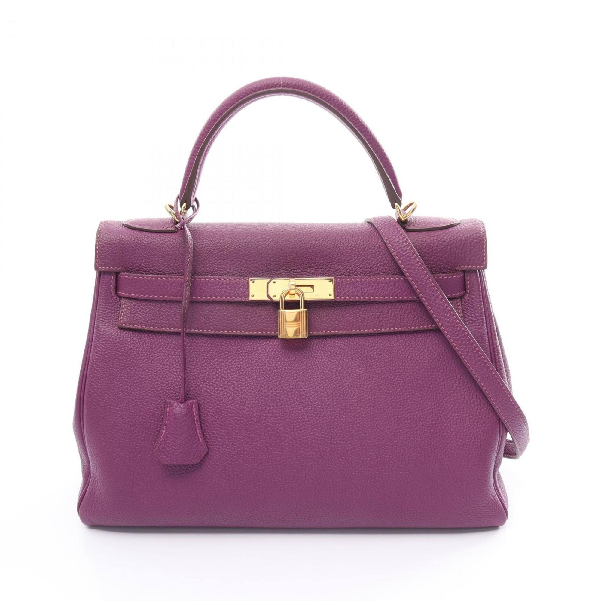 Hermes Kelly 32 Anemone Handbag Togo Women's Purple