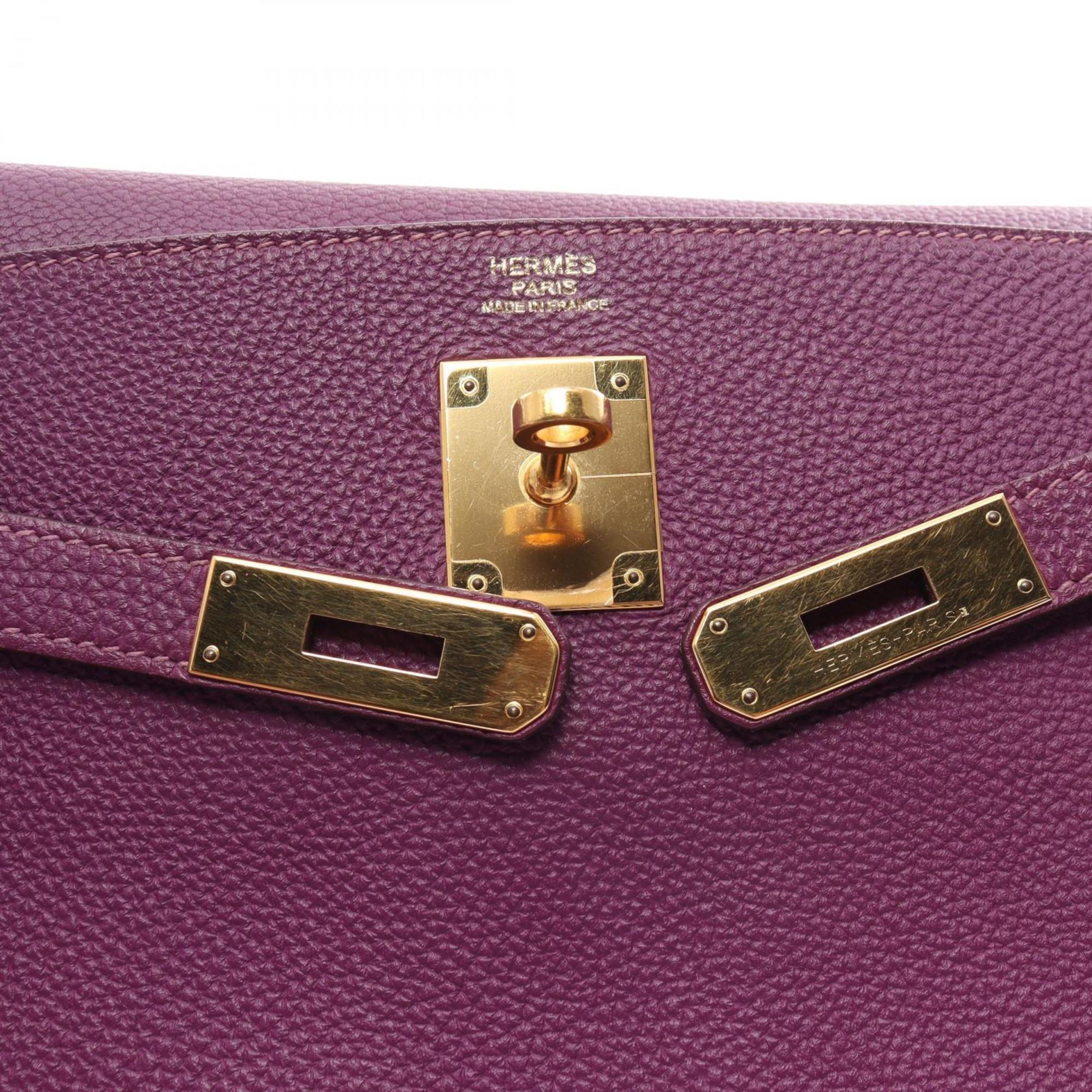 Hermes Kelly 32 Anemone Handbag Togo Women's Purple