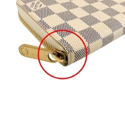 Louis Vuitton LOUIS VUITTON Long Wallet Round Azur Zippy Damier Canvas N60019 White LV