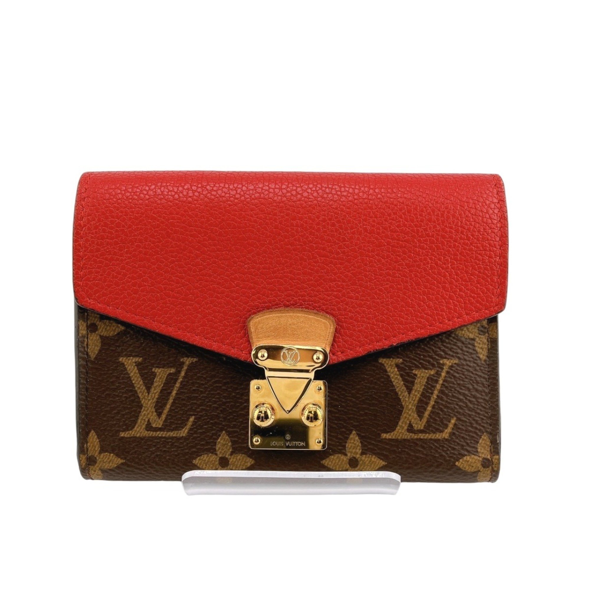 Louis Vuitton LOUIS VUITTON Tri-fold Wallet Portefeuille Pallas Compact Monogram Coin Purse Canvas M67478 Red LV