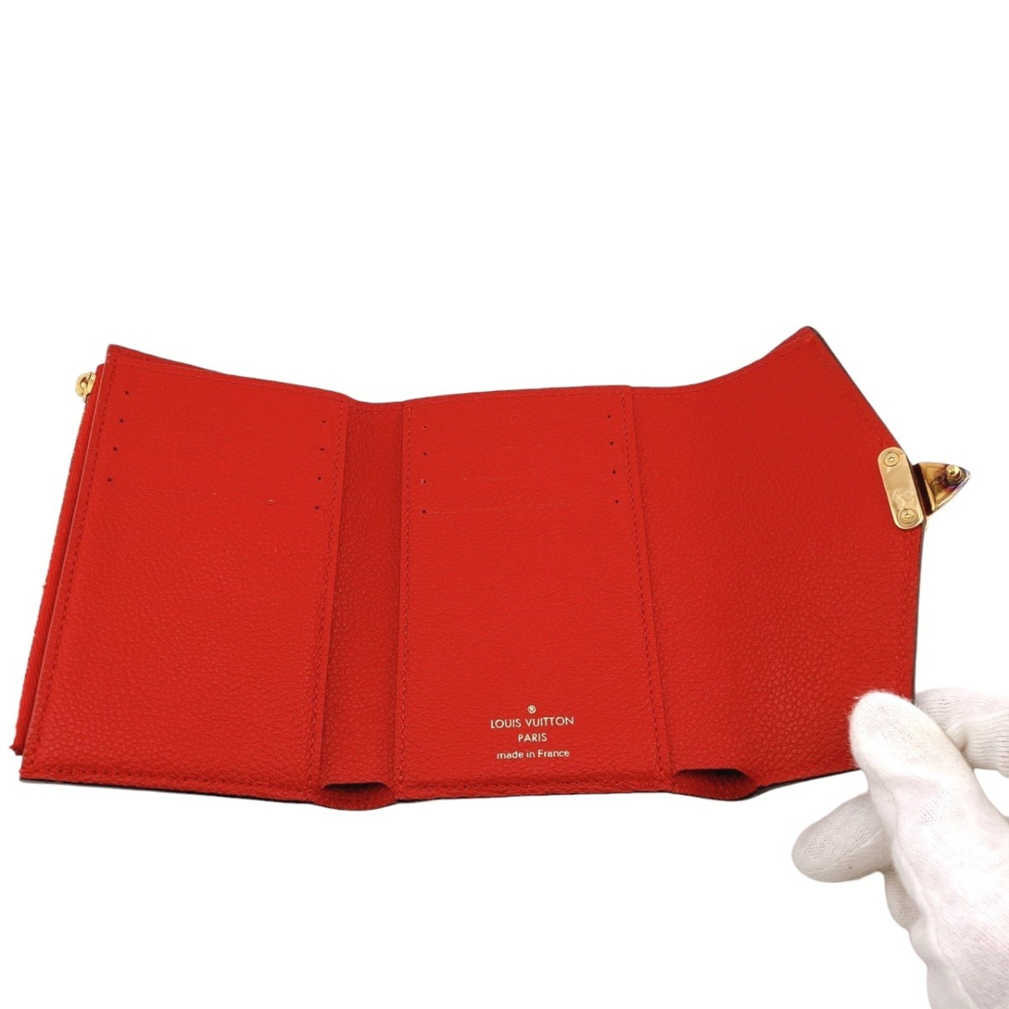 Louis Vuitton LOUIS VUITTON Tri-fold Wallet Portefeuille Pallas Compact Monogram Coin Purse Canvas M67478 Red LV