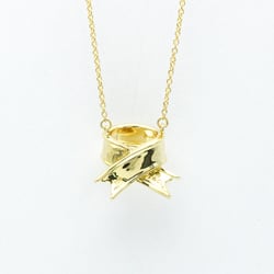 Tiffany Ribbon Necklace Yellow Gold (18K) No Stone Women's Fashion Pendant Necklace (Gold)