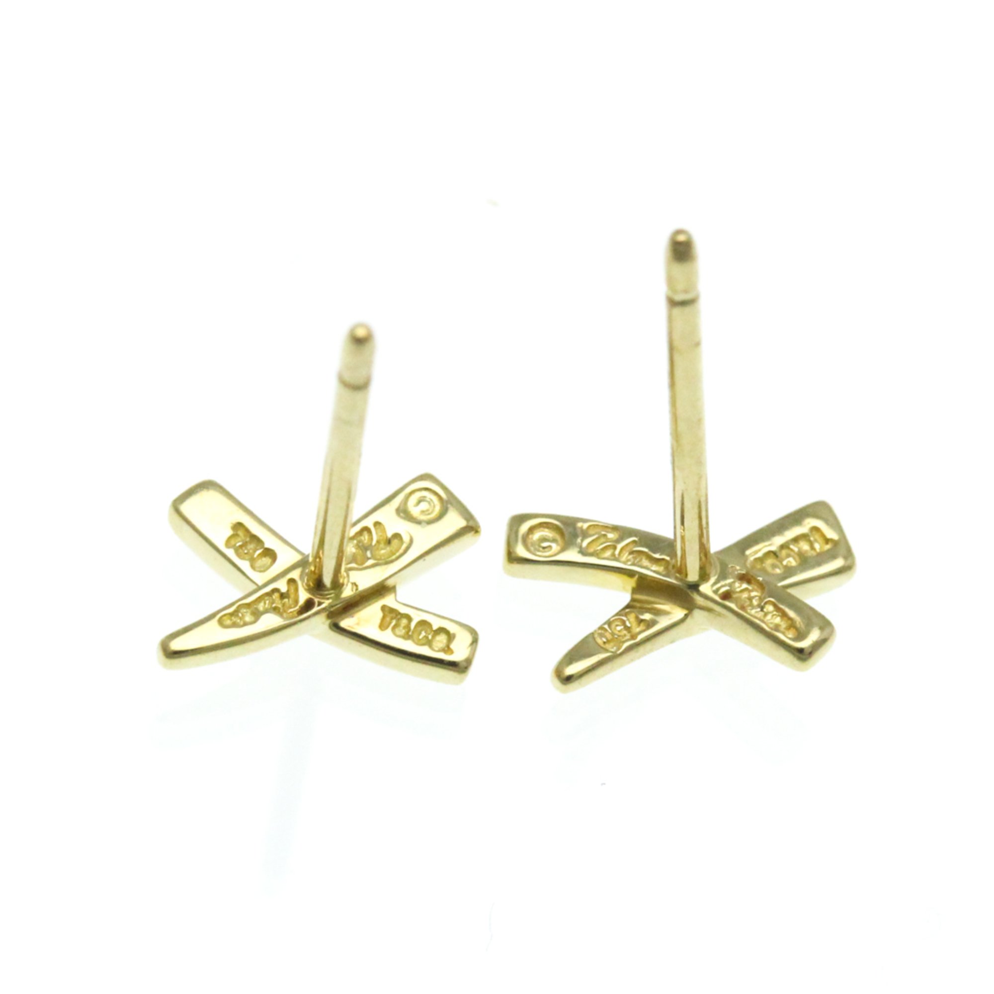 Tiffany X (Kiss) No Stone Yellow Gold (18K) Stud Earrings Gold