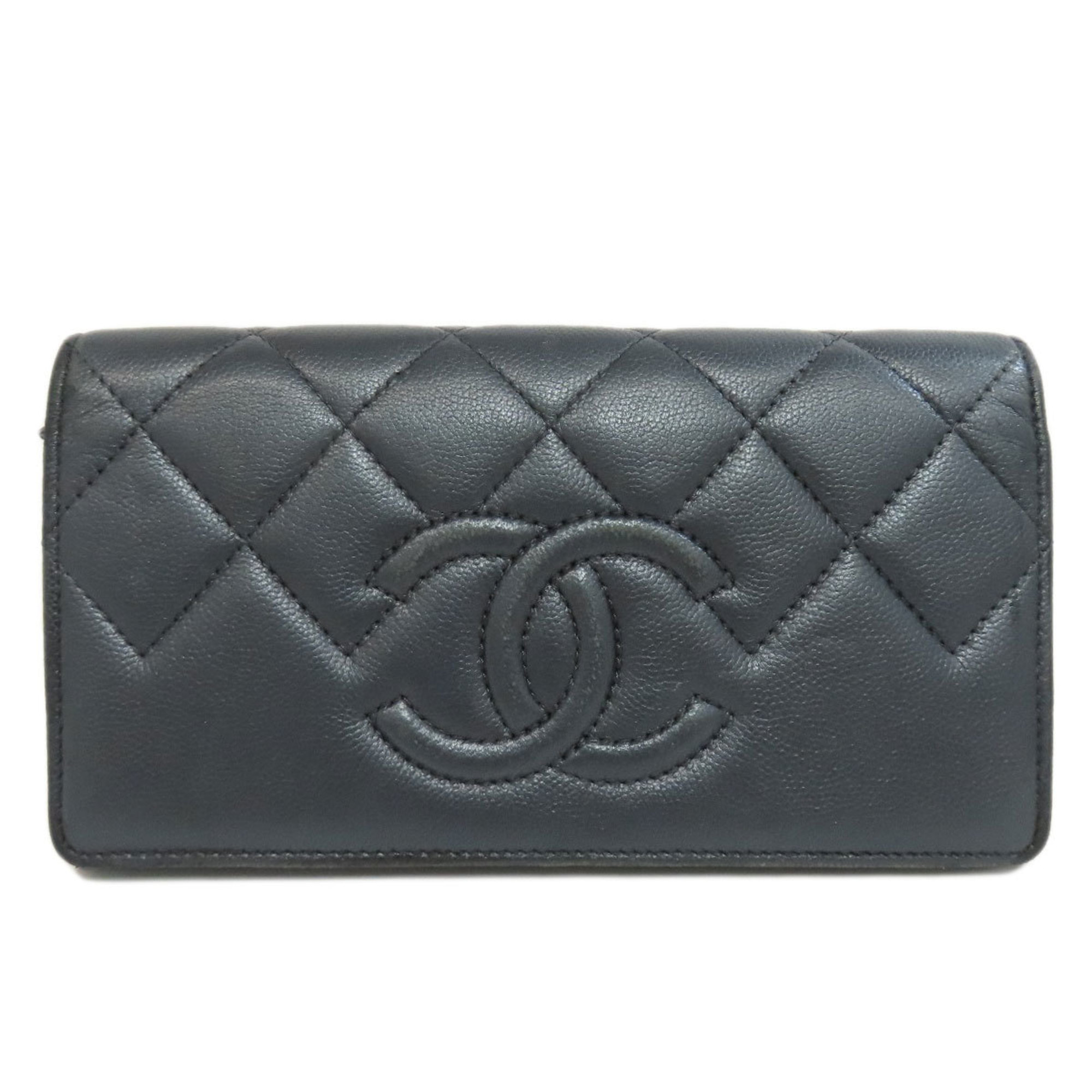 CHANEL Coco Mark Long Wallet Soft Caviar Skin Women's