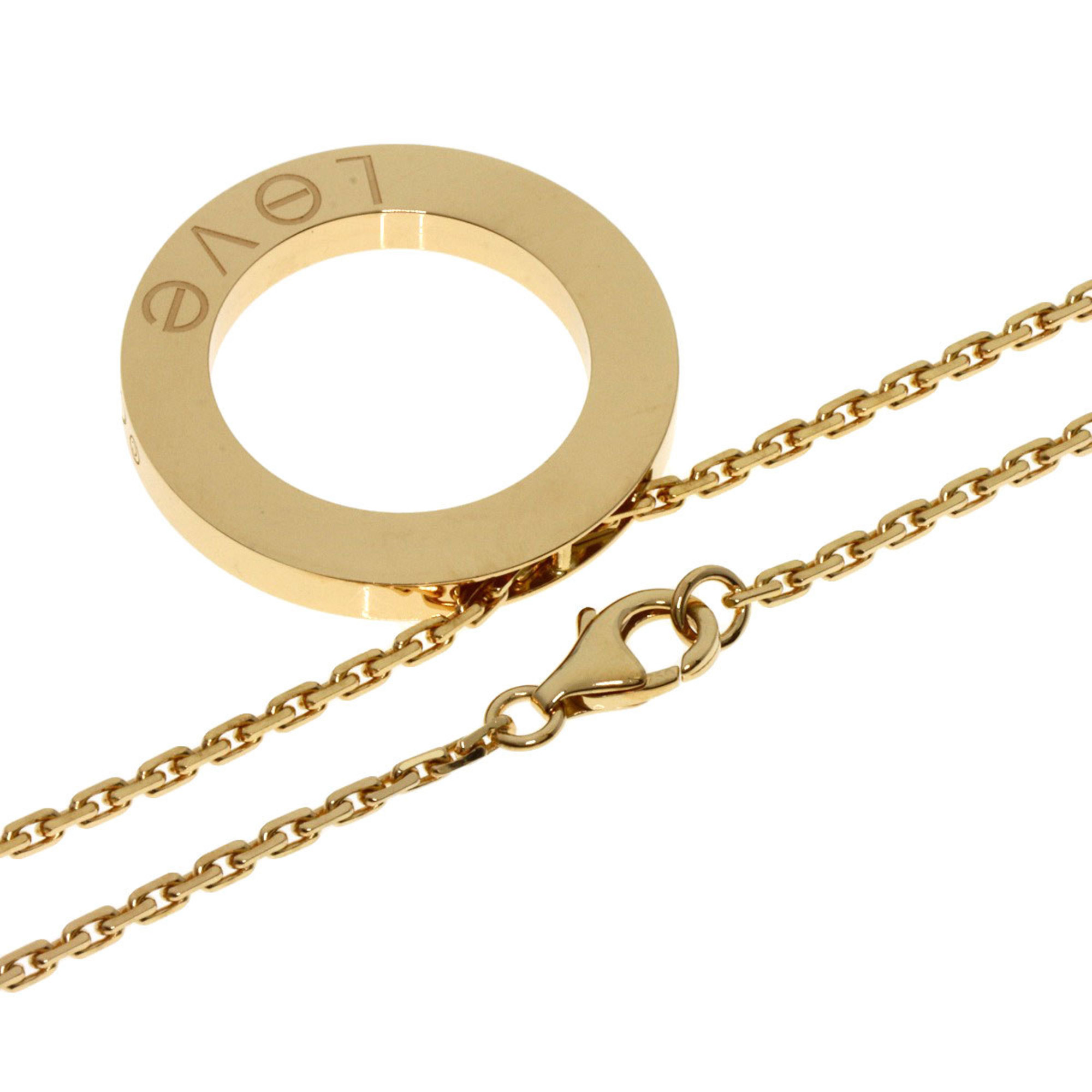 Cartier Love Circle 3P Diamond Necklace K18 Yellow Gold Women's CARTIER