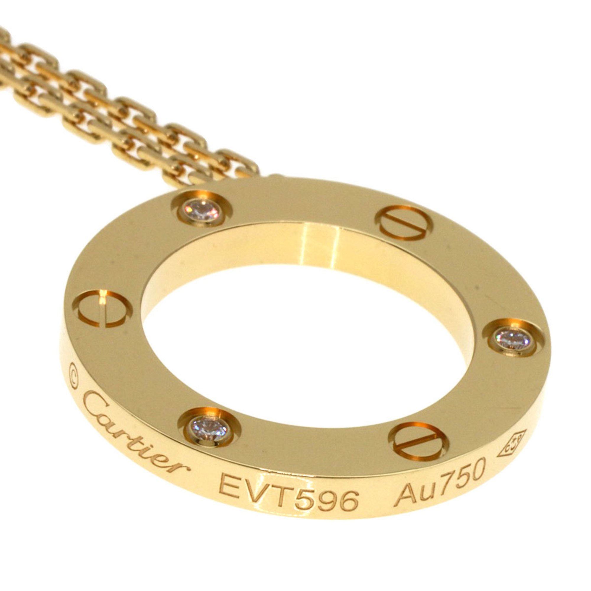 Cartier Love Circle 3P Diamond Necklace K18 Yellow Gold Women's CARTIER