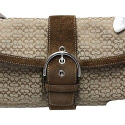 COACH shoulder bag handbag signature canvas 1463 brown