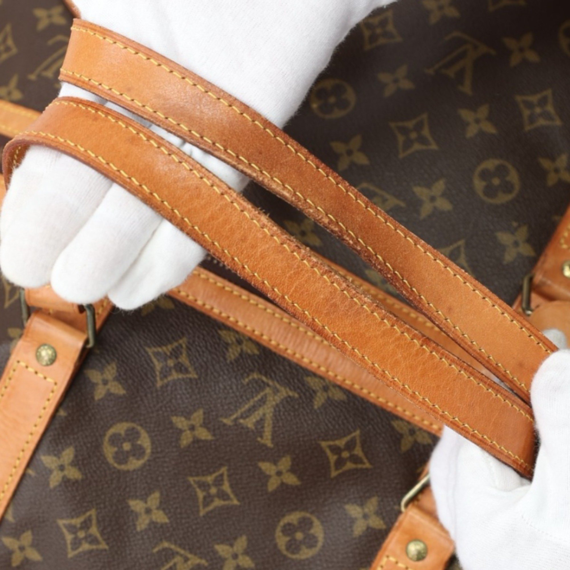 Louis Vuitton LOUIS VUITTON Boston Bag Monogram Saxe Souple 55 Canvas M41622 Brown LV