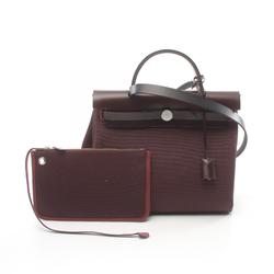 Hermes HERMES Airbag Zip PM Handbag Bag Vache Hunter Toile H Women's Bordeaux